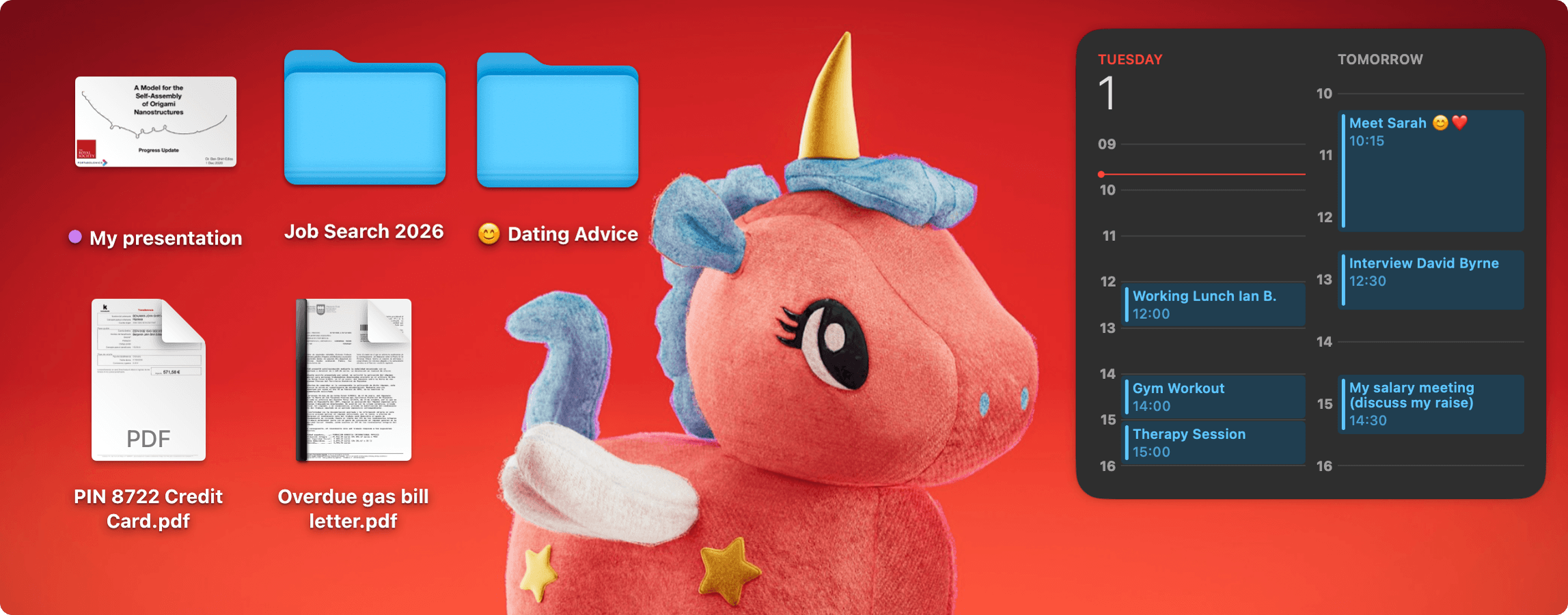 Image of a Mac Desktop with some personal information