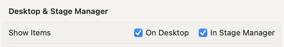 The Mac menu to show items on Desktop